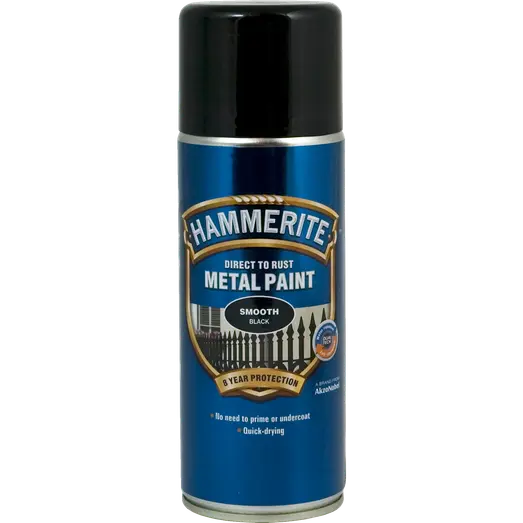 Hammerite glat-effekt metalmaling spray sort