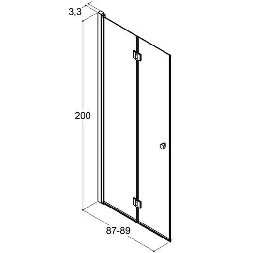 Scanbad foldedør 89x200cm børstet satin/isglas
