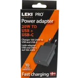 Leki PRO Adapter - 220V Netlader til USB/USB-C 20W