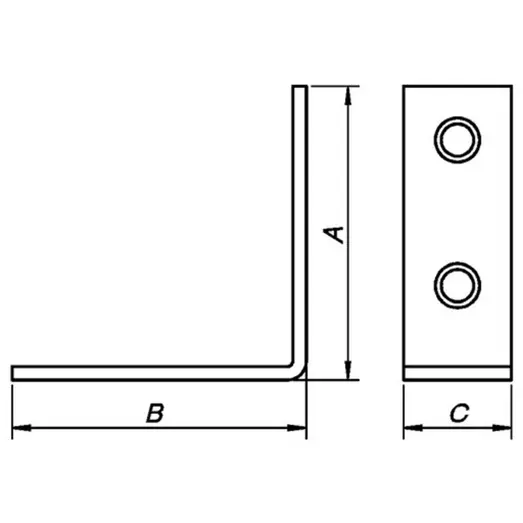 PN vinkelbeslag 55x55x20x2,5 mm. elforzinket