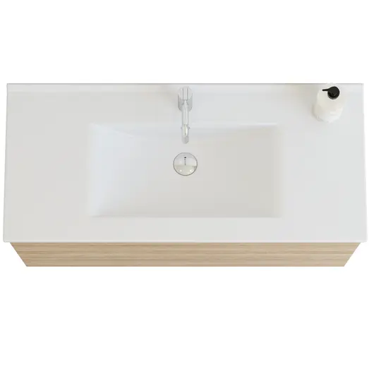 Scanbad vaskeskab m/håndvask 100cm varm eg