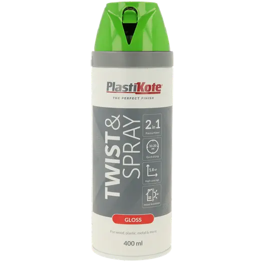 Plasti-Kote twist spraymaling 400 ml blank grøn