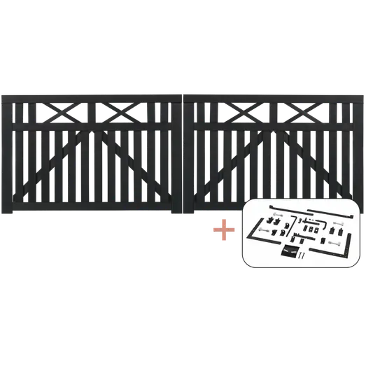 PLUS Vinesse dobbeltlåge 300×98 cm sort inkl. sort beslag