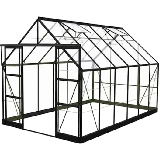 Halls ICON 8 9,7 m² sort m/3 mm delt glas og fundament