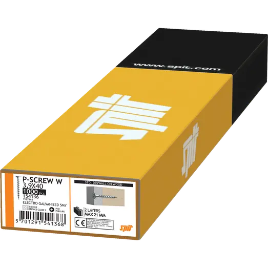 Spit P-Screw W gipsskrue t/træ på bånd 3,9 mm TH PH2 elforzinket 1000 stk