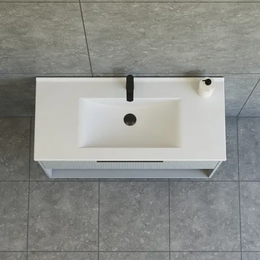 Scanbad NOW vaskeskab m/én skuffe og åbent rum 65,8x45,5 mat lyseblå stribet front