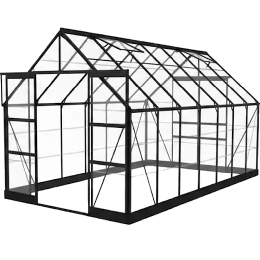Halls ICON 8 11,2 m² sort m/3 mm delt glas og fundament