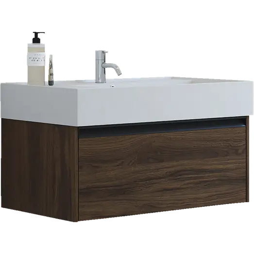 Scanbad badmøbel m/Asyre vask/højre brun eg