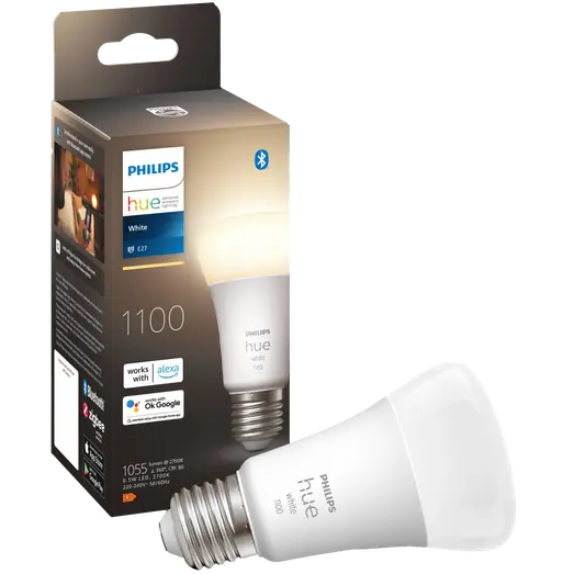 Philips Hue LED pære E27 9,5W A60 hvid LED