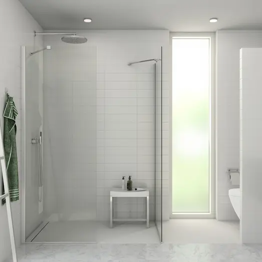 Scanbad brusevæg D 99x197,8cm børstet satin/klart glas